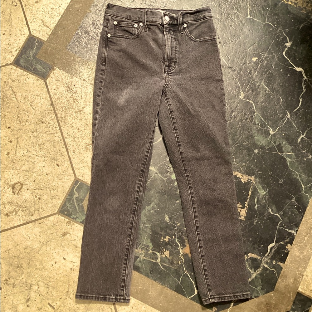 Skinny Madewell Jeans with a light black wash